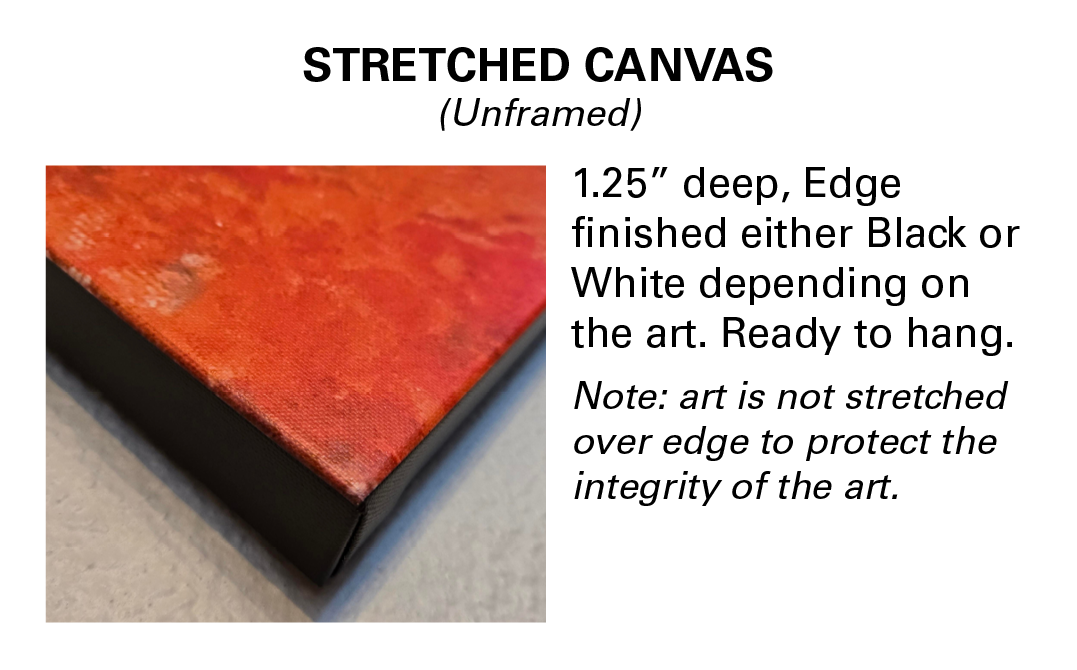 Red stretched canvas with black edge finish on a white background