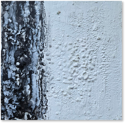 Close-up of textured wall with black and white patterns
