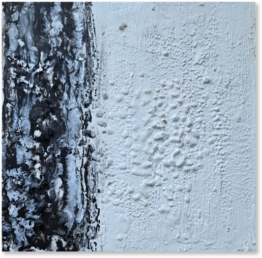 Close-up of textured wall with black and white patterns