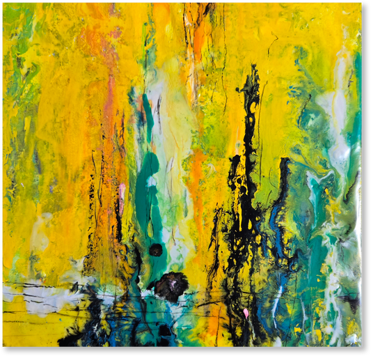 Abstract art with vibrant colors on a white background