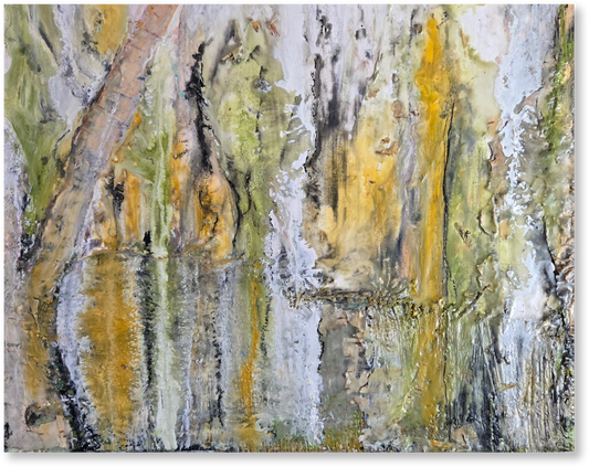 Abstract art with earthy tones on a textured surface