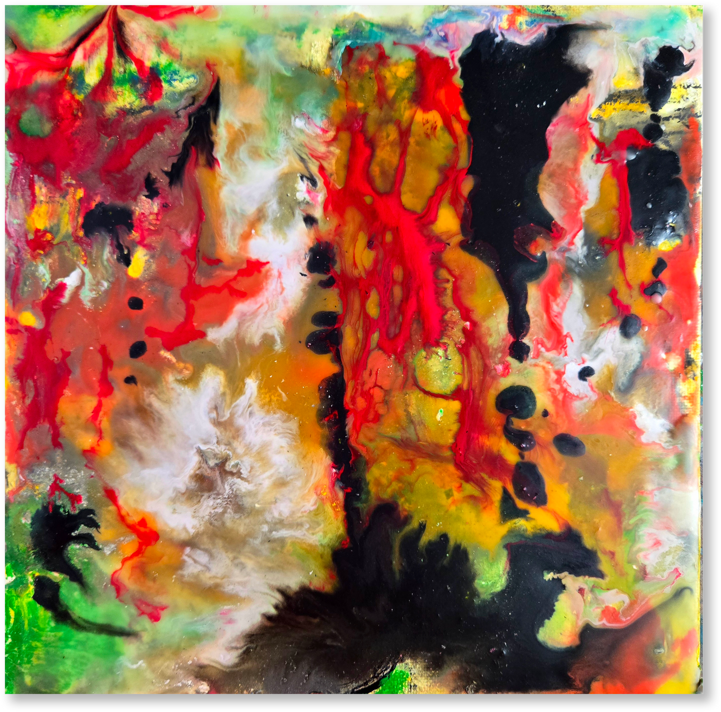 Abstract art with vibrant colors on a white background
