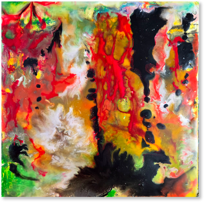 Abstract art with vibrant colors on a white background