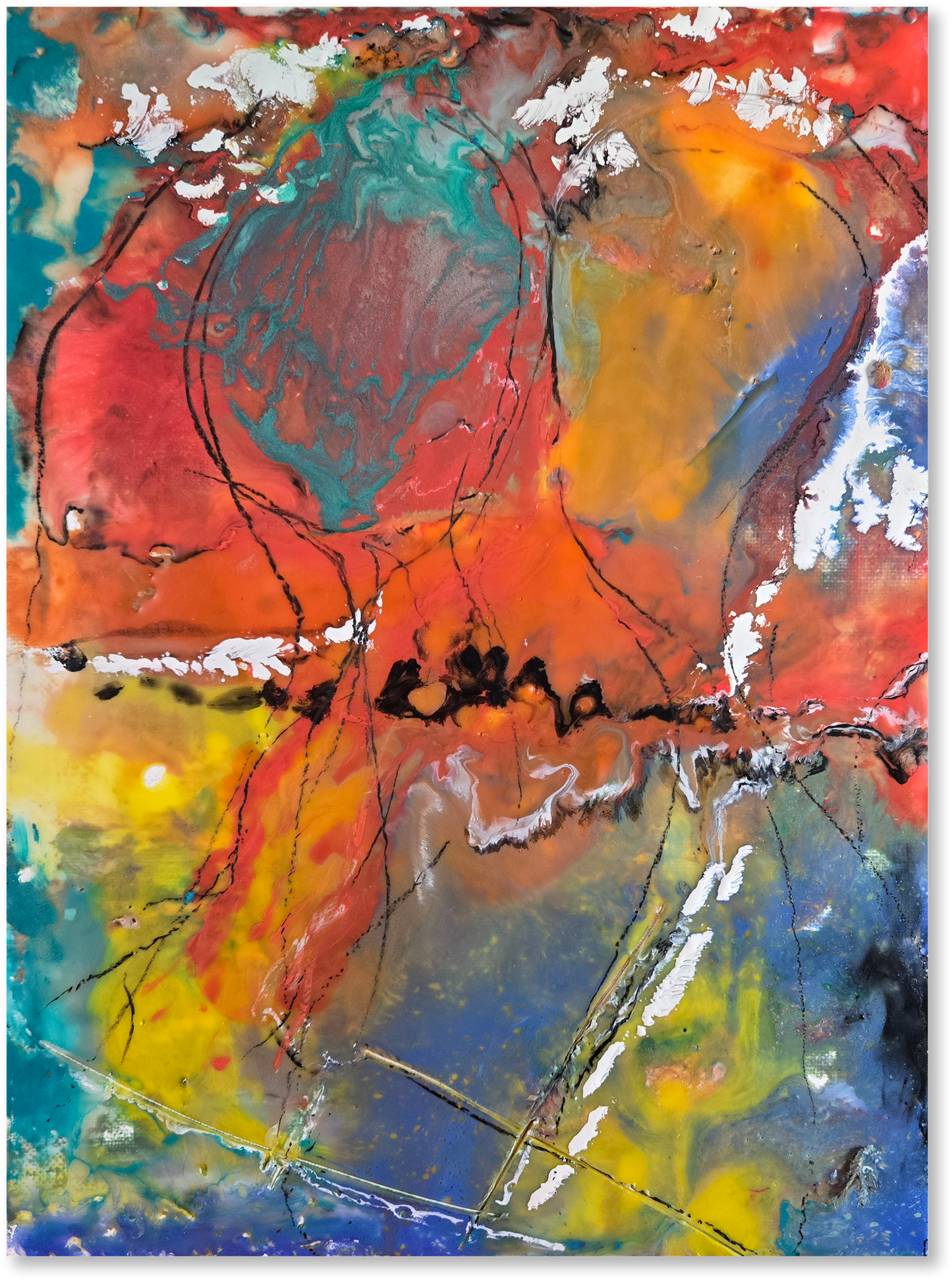 Abstract artwork with vibrant colors and textures