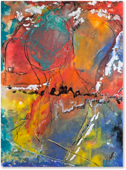Abstract artwork with vibrant colors and textures
