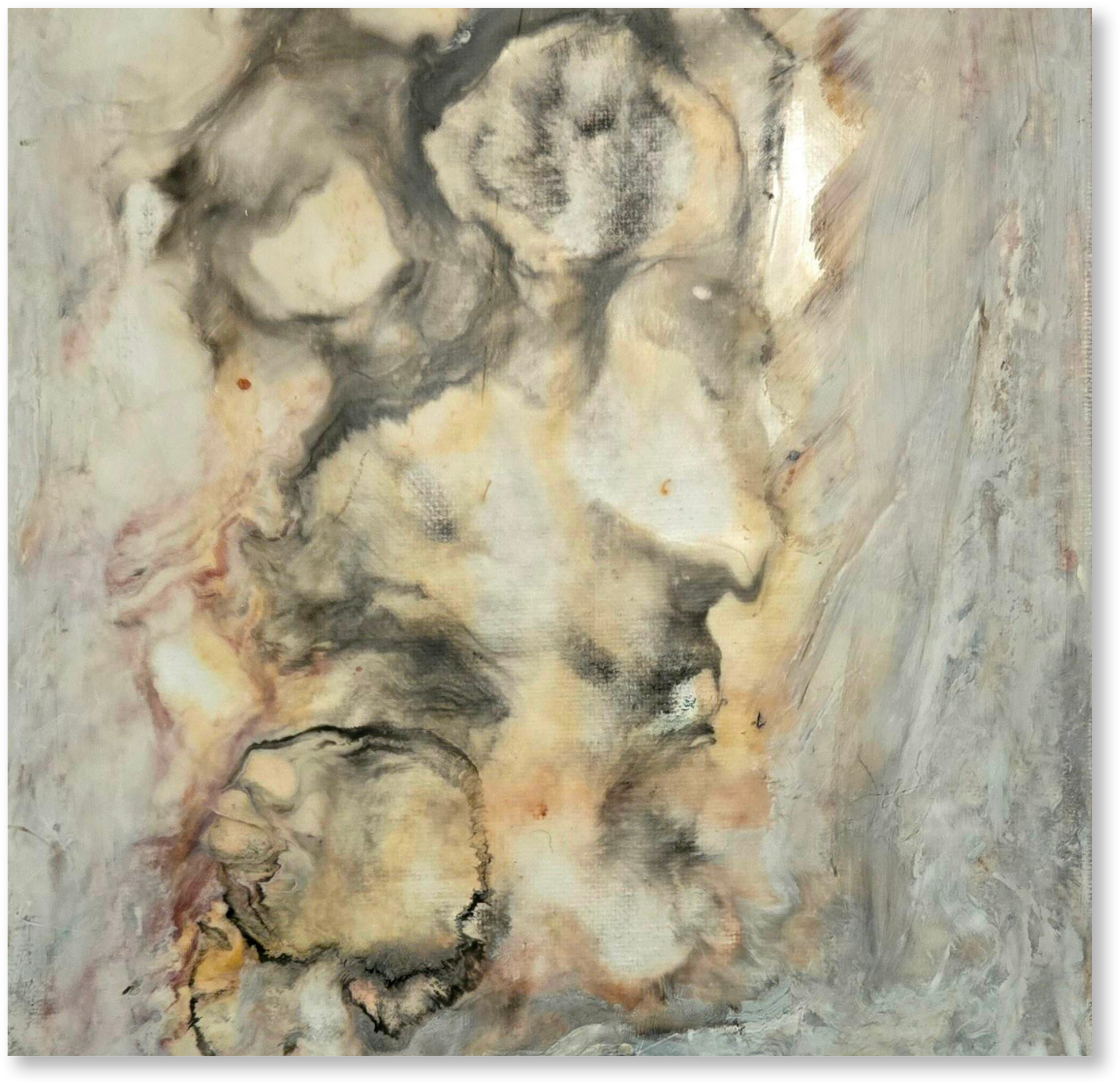 Abstract art with earthy tones on a textured surface