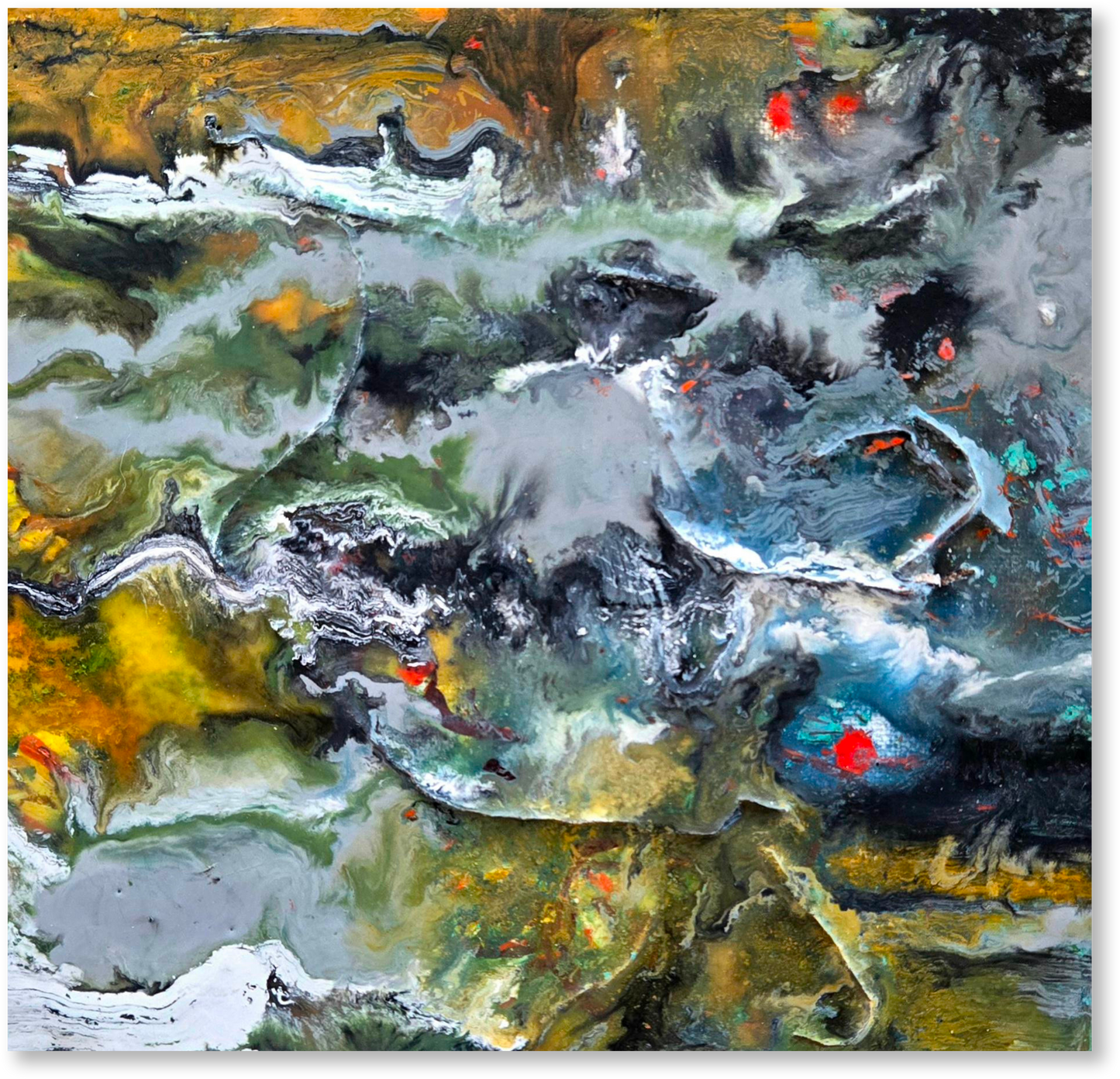 Abstract painting with a variety of colors and textures