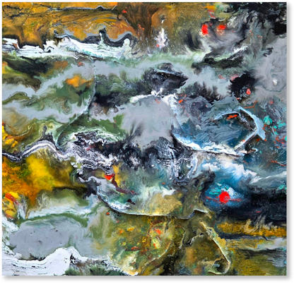 Abstract painting with a variety of colors and textures