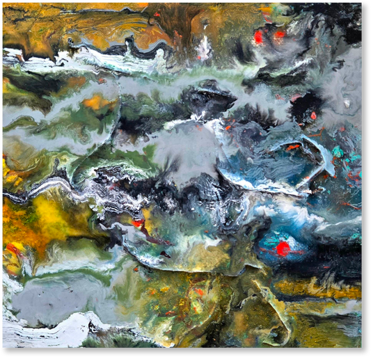 Abstract painting with a variety of colors and textures