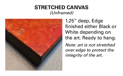 Red stretched canvas with black edge finish on a white background